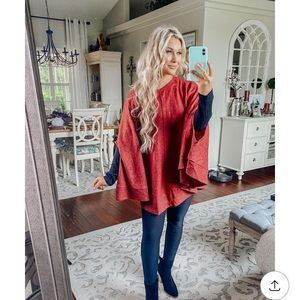 Red Poncho Top